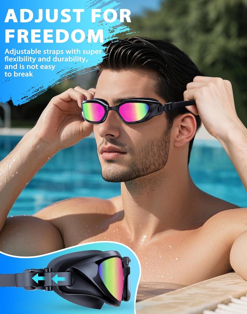 Vegemono Swim Goggles, Unisex Adult Swimming Goggles Anti Fog Anti UV No Leakage Wide View for Men Women Youth - Image 5